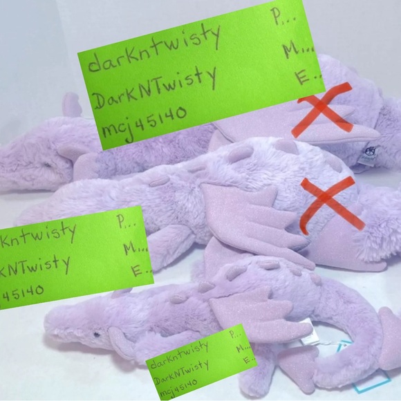 BNWT JellyCat Lavender Dragon Small 17” with tail unfurled, 13” with tail furled - Picture 2 of 15